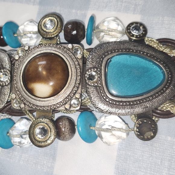 Braided, Chain Bohemian Belt, Beaded AndTurquoise Feature Accents - Picture 5 of 5